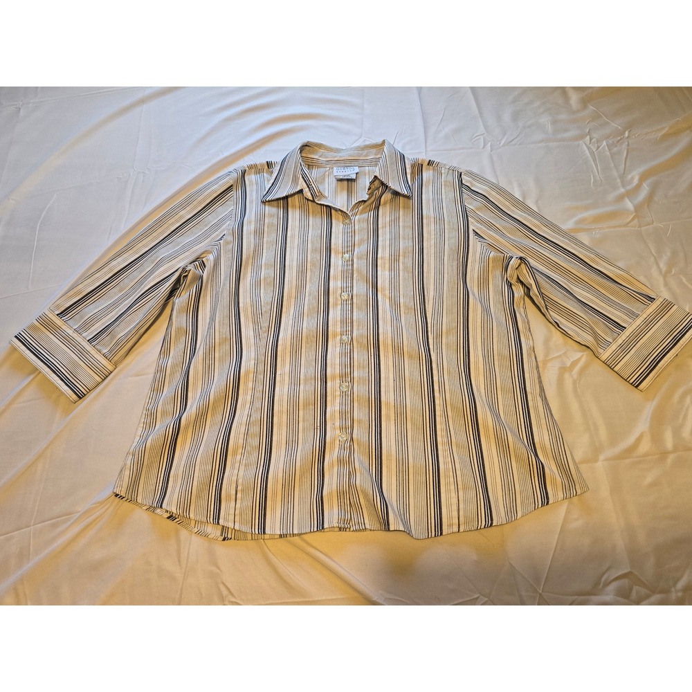 George Stretch Ladies Button Up‎ Shirt Striped Large Stripe